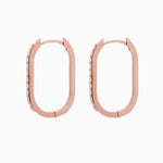 14k Gold 21mm x 14mm Hinged Diamond Paperclip Hoop Earrings - Starflower Design