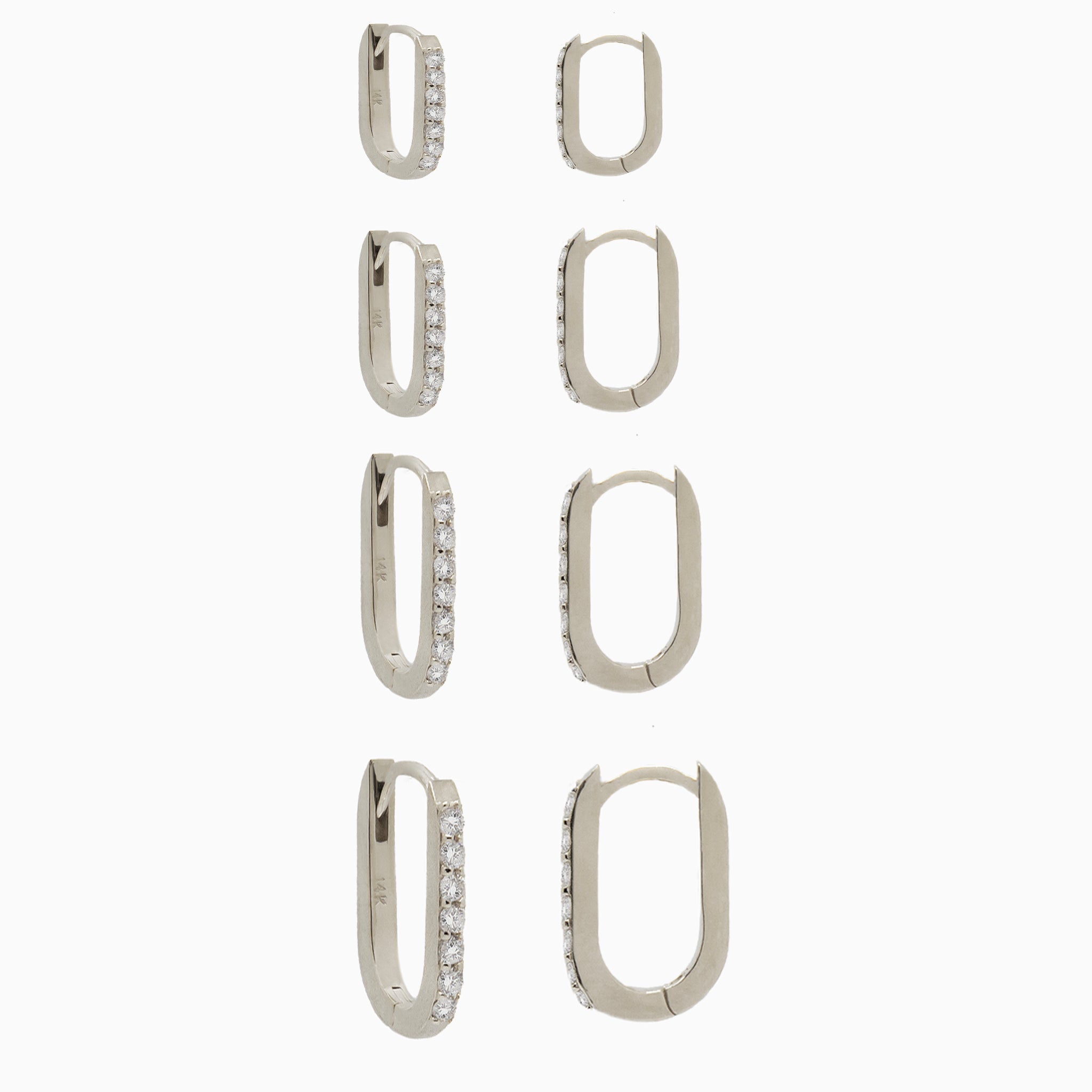 14k Gold 21mm x 14mm Hinged Diamond Paperclip Hoop Earrings - Starflower Design