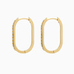 14k Gold 21mm x 14mm Hinged Diamond Paperclip Hoop Earrings - Starflower Design