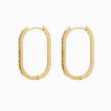 14k Gold 21mm x 14mm Hinged Diamond Paperclip Hoop Earrings - Starflower Design