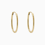 14k Gold 21mm x 14mm Hinged Everyday Oval Hoop Earrings - Starflower Design