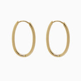 14k Gold 21mm x 14mm Hinged Everyday Oval Hoop Earrings - Starflower Design