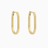 14k Gold 21mm x 14mm Hinged Paperclip Hoop Earrings - Starflower Design