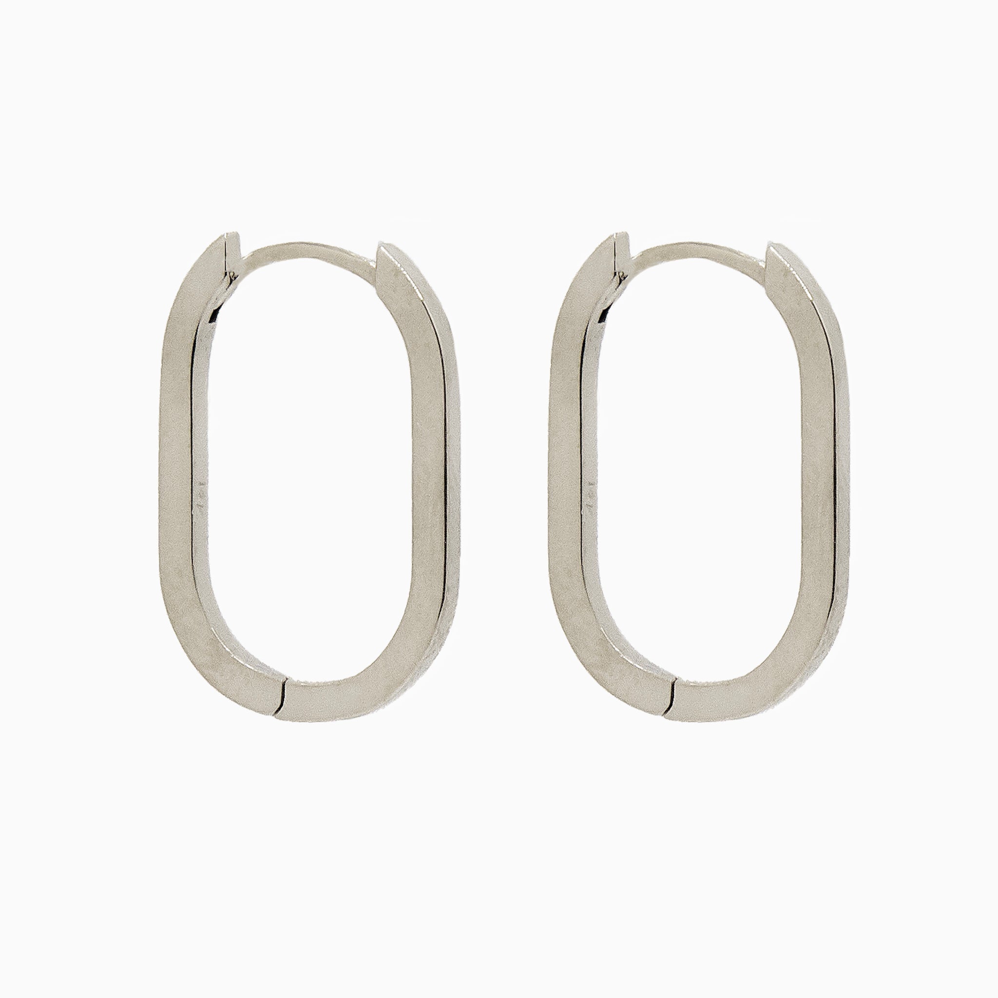 14k Gold 21mm x 14mm Hinged Paperclip Hoop Earrings - Starflower Design
