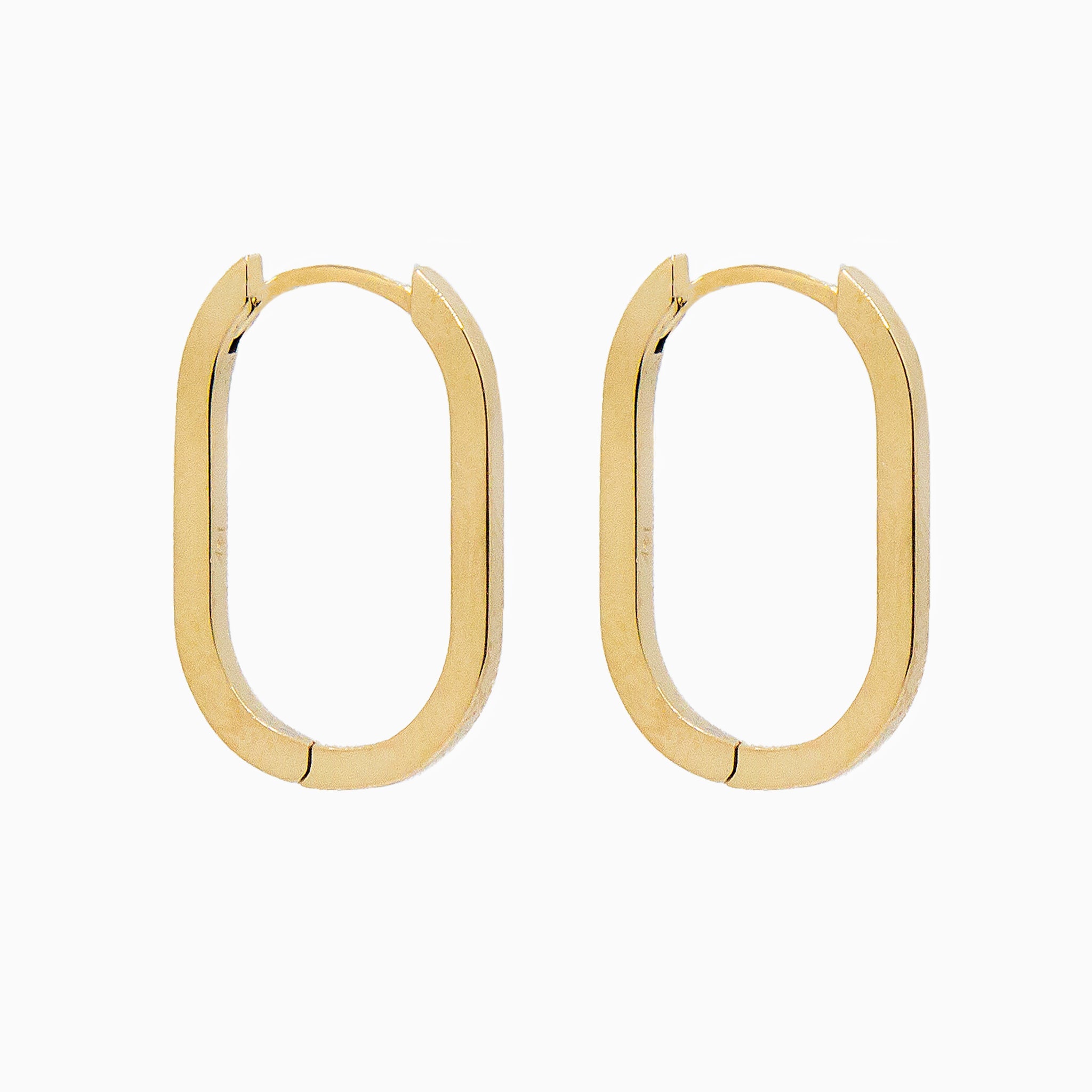 14k Gold 21mm x 14mm Hinged Paperclip Hoop Earrings - Starflower Design