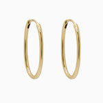 14k Gold 23mm x 15mm Hinged Everyday Oval Hoop Earrings - Starflower Design