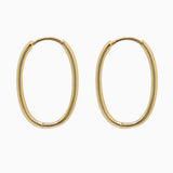 14k Gold 23mm x 15mm Hinged Everyday Oval Hoop Earrings - Starflower Design