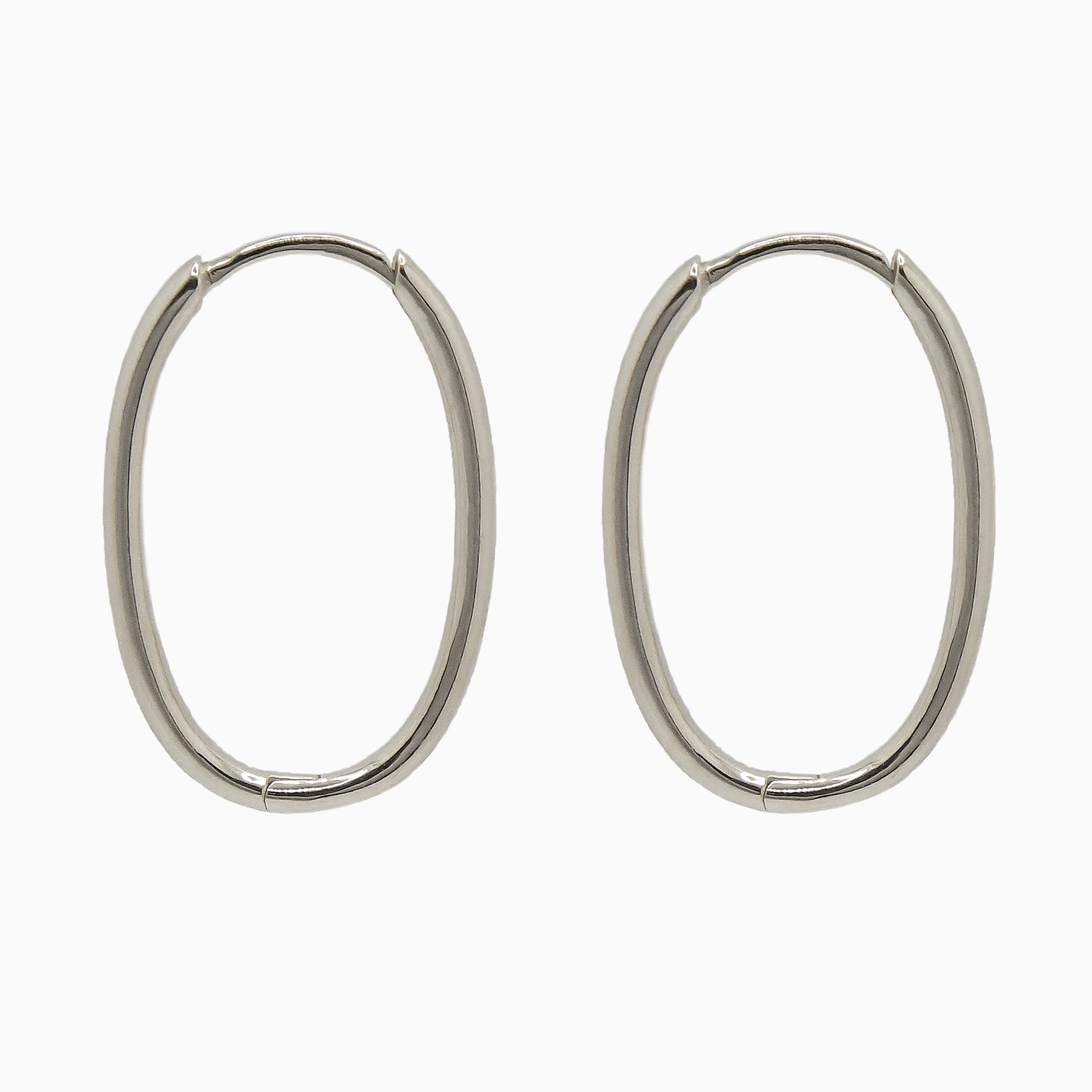 14k Gold 23mm x 15mm Hinged Everyday Oval Hoop Earrings - Starflower Design