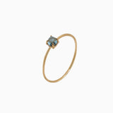 14k Gold Absolutely Effortless 3mm Cool Blue Topaz Microstackable Ring - Starflower Design