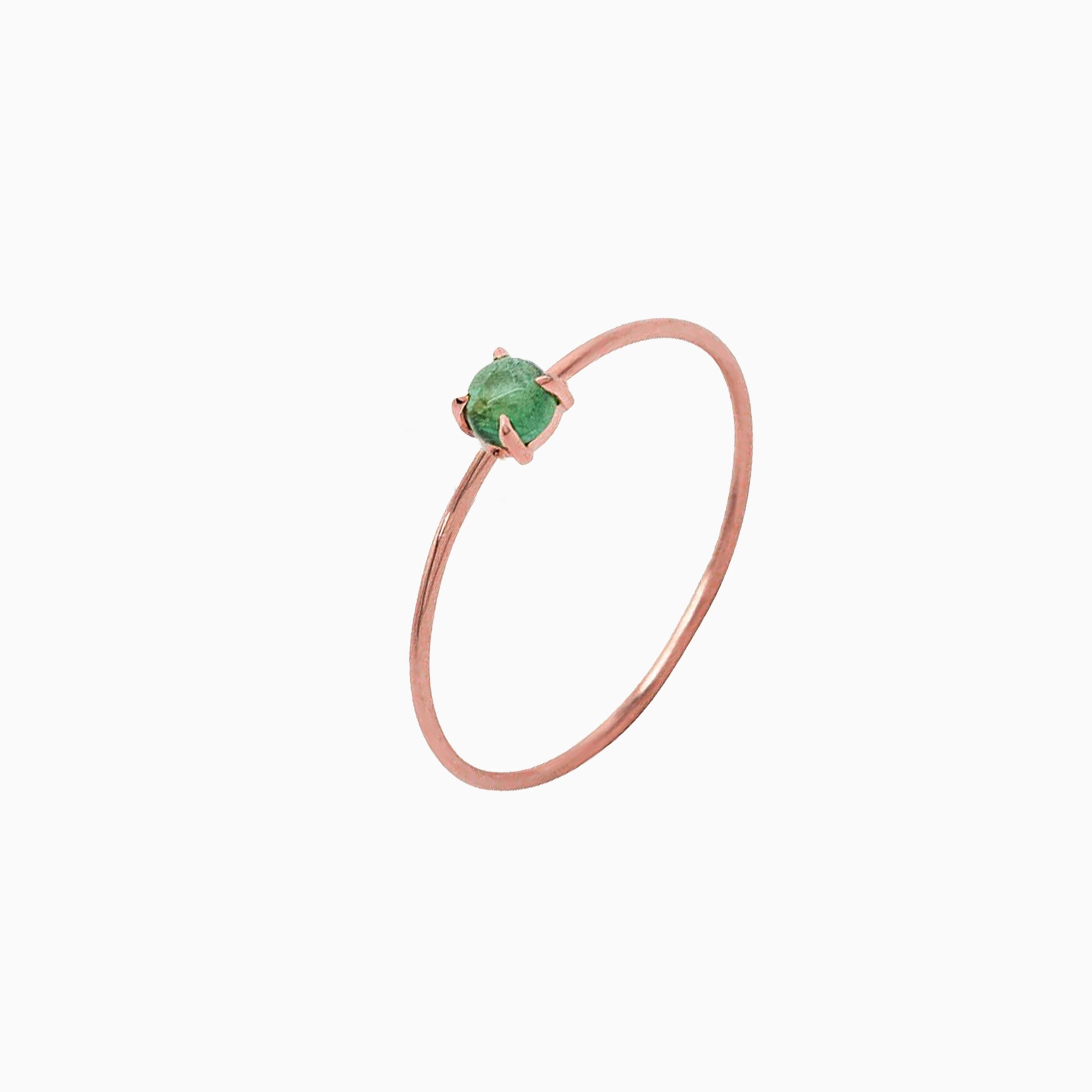 14k Gold Absolutely Effortless 3mm Earthy Green Tourmaline Microstackable Ring - Starflower Design