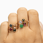 14k Gold Absolutely Effortless 3mm Earthy Green Tourmaline Microstackable Ring - Starflower Design