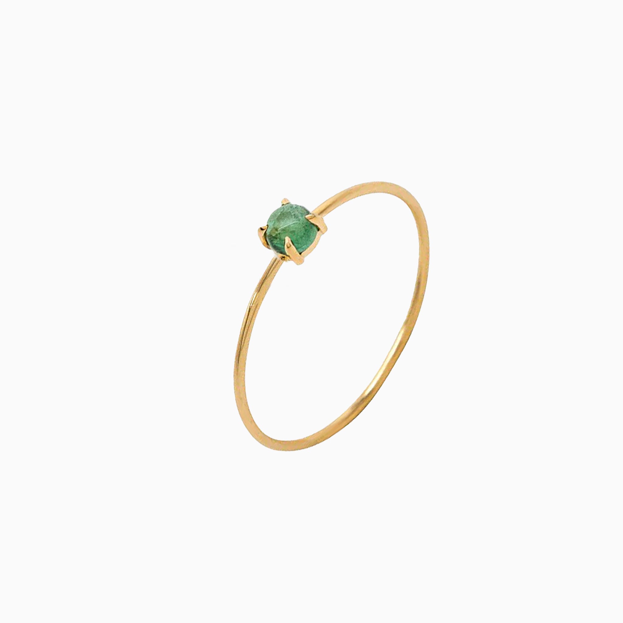 14k Gold Absolutely Effortless 3mm Earthy Green Tourmaline Microstackable Ring - Starflower Design