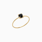 14k Gold Absolutely Effortless 3mm Enchanting Black Onyx Microstackable Ring - Starflower Design