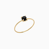 14k Gold Absolutely Effortless 3mm Enchanting Black Onyx Microstackable Ring - Starflower Design