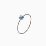 14k Gold Absolutely Effortless 3mm Icy Blue Aquamarine Microstackable Ring - Starflower Design