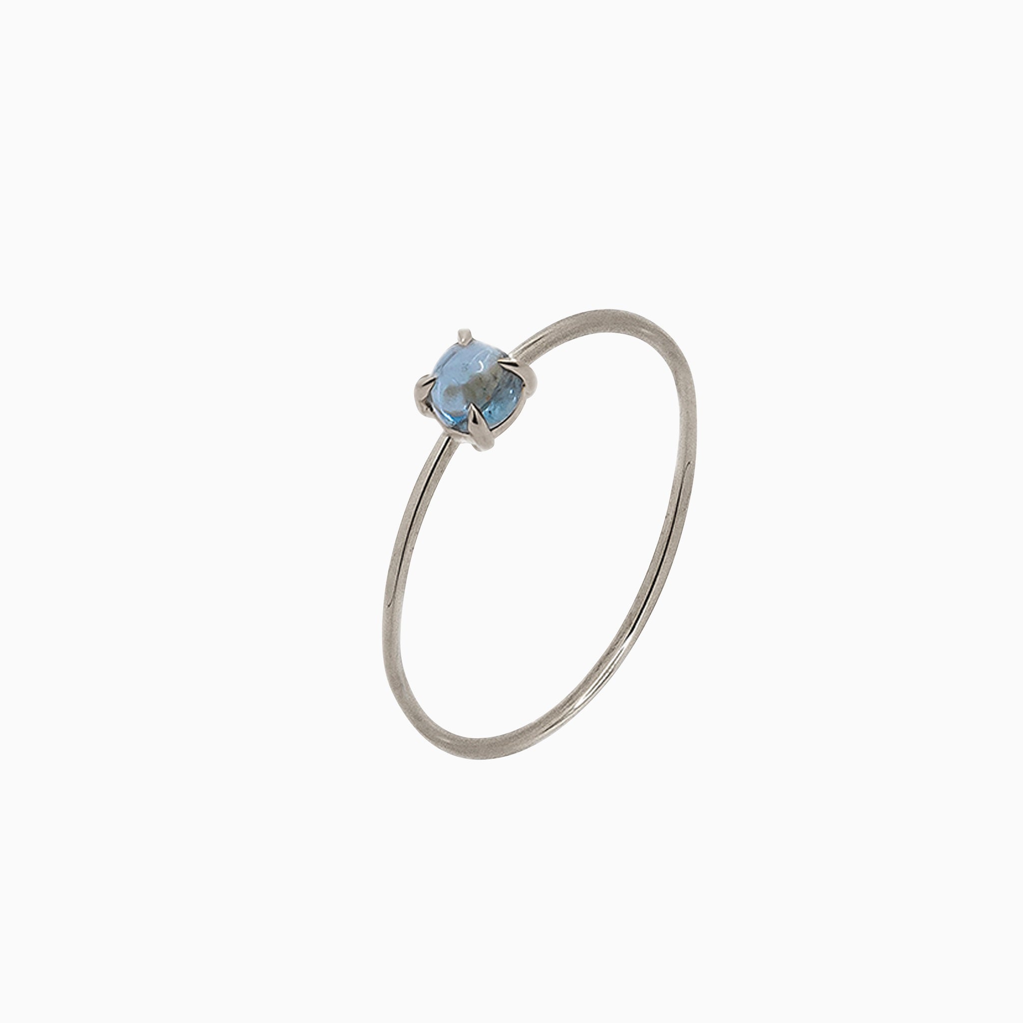 14k Gold Absolutely Effortless 3mm Icy Blue Aquamarine Microstackable Ring - Starflower Design