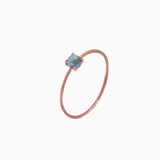 14k Gold Absolutely Effortless 3mm Icy Blue Aquamarine Microstackable Ring - Starflower Design
