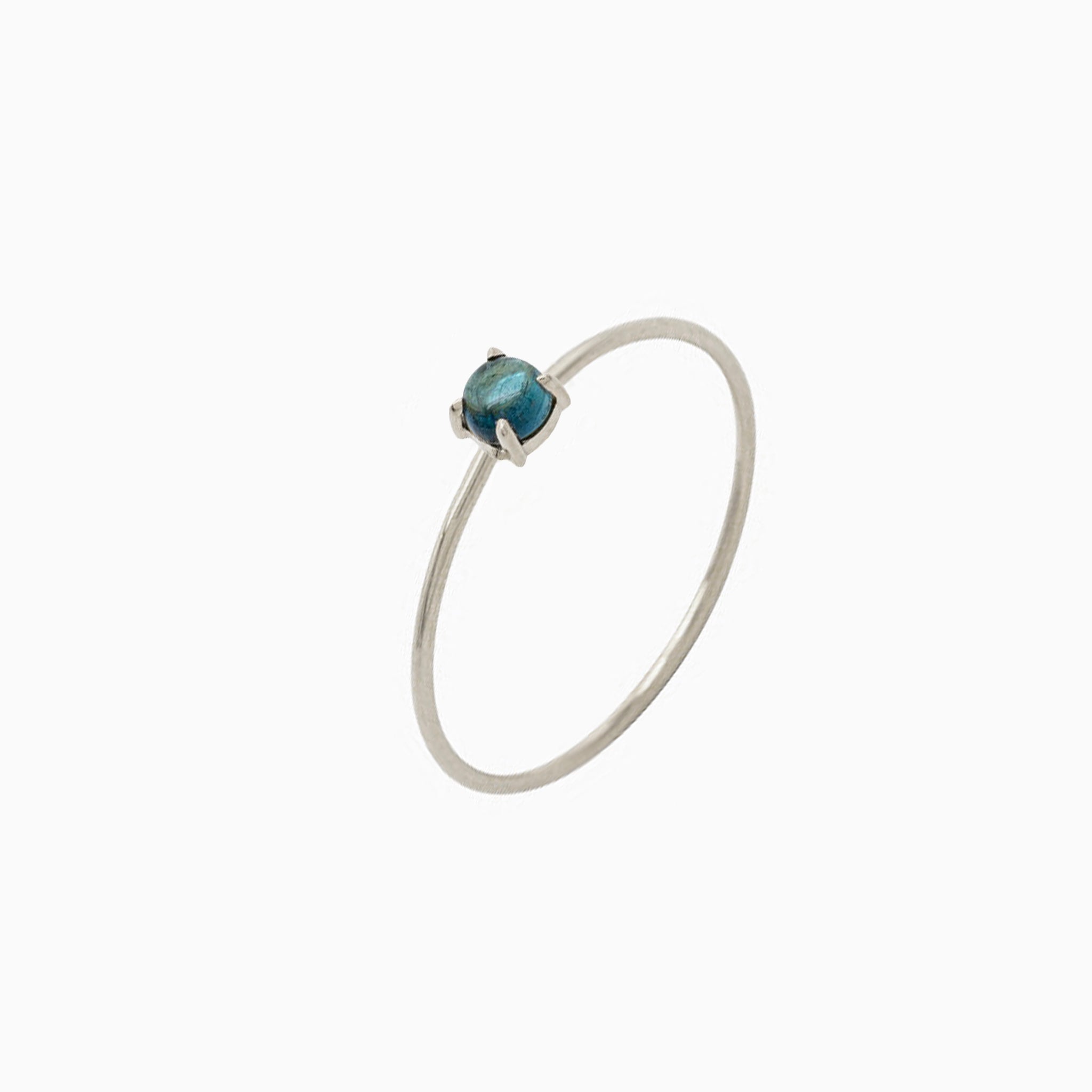 14k Gold Absolutely Effortless 3mm Indicolite Tourmaline Microstackable Ring - Starflower Design
