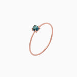 14k Gold Absolutely Effortless 3mm Indicolite Tourmaline Microstackable Ring - Starflower Design