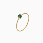 14k Gold Absolutely Effortless 3mm Lucky Green Emerald Microstackable Ring - Starflower Design