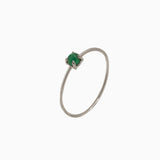 14k Gold Absolutely Effortless 3mm Lucky Green Emerald Microstackable Ring - Starflower Design