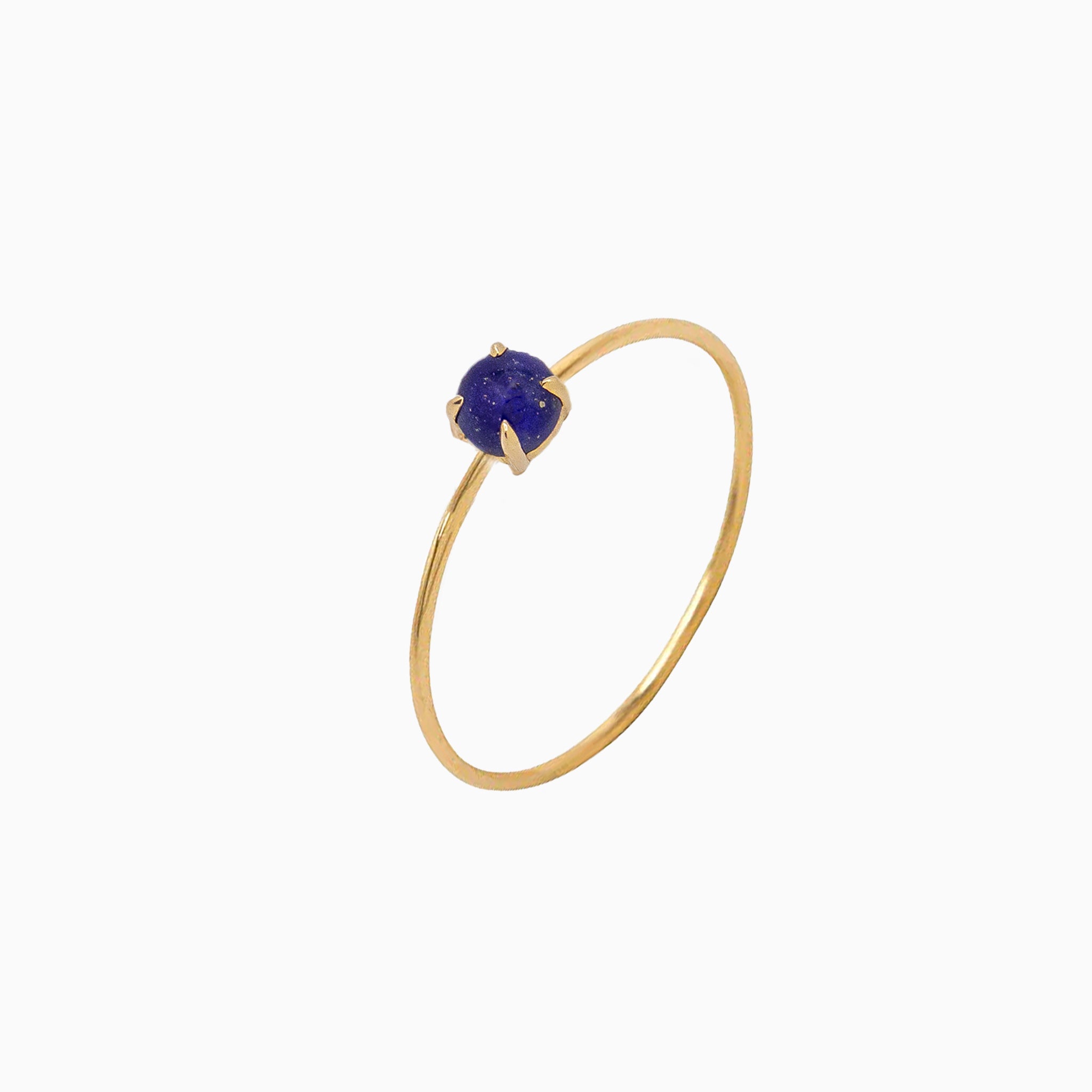 14k Gold Absolutely Effortless 3mm Luxurious Blue Lapis Microstackable Ring - Starflower Design