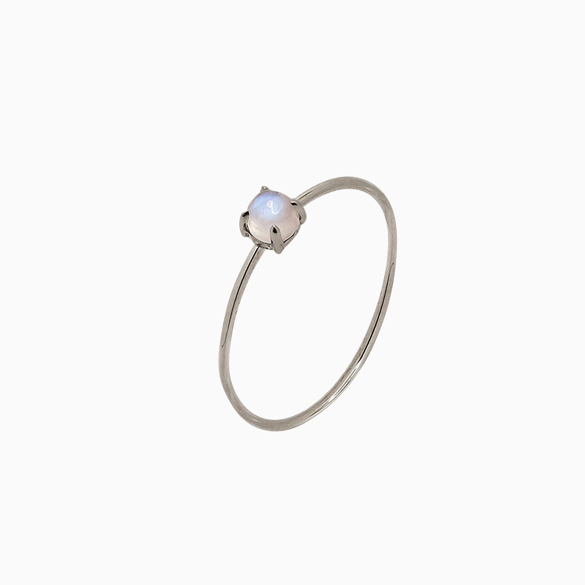 14k Gold Absolutely Effortless 3mm Mystical Moonstone Microstackable Ring - Starflower Design