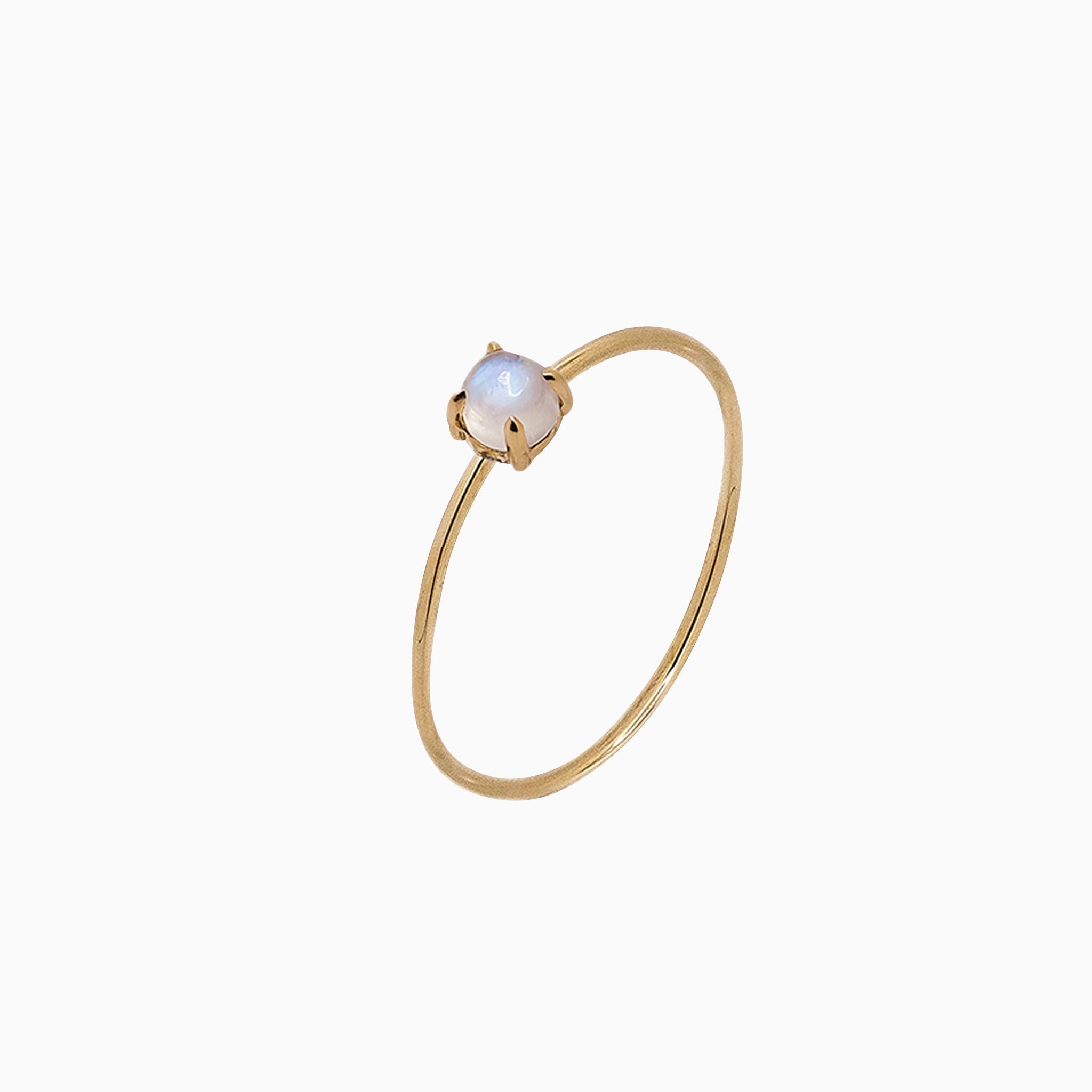 14k Gold Absolutely Effortless 3mm Mystical Moonstone Microstackable Ring - Starflower Design
