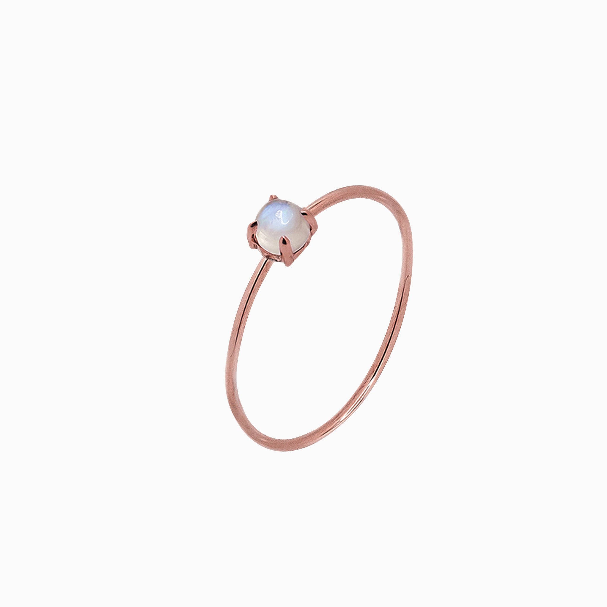 14k Gold Absolutely Effortless 3mm Mystical Moonstone Microstackable Ring - Starflower Design