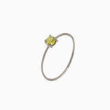 14k Gold Absolutely Effortless 3mm Plucky Peridot Microstackable Ring - Starflower Design