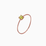 14k Gold Absolutely Effortless 3mm Plucky Peridot Microstackable Ring - Starflower Design