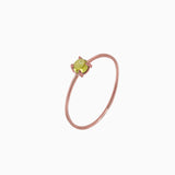 14k Gold Absolutely Effortless 3mm Plucky Peridot Microstackable Ring - Starflower Design