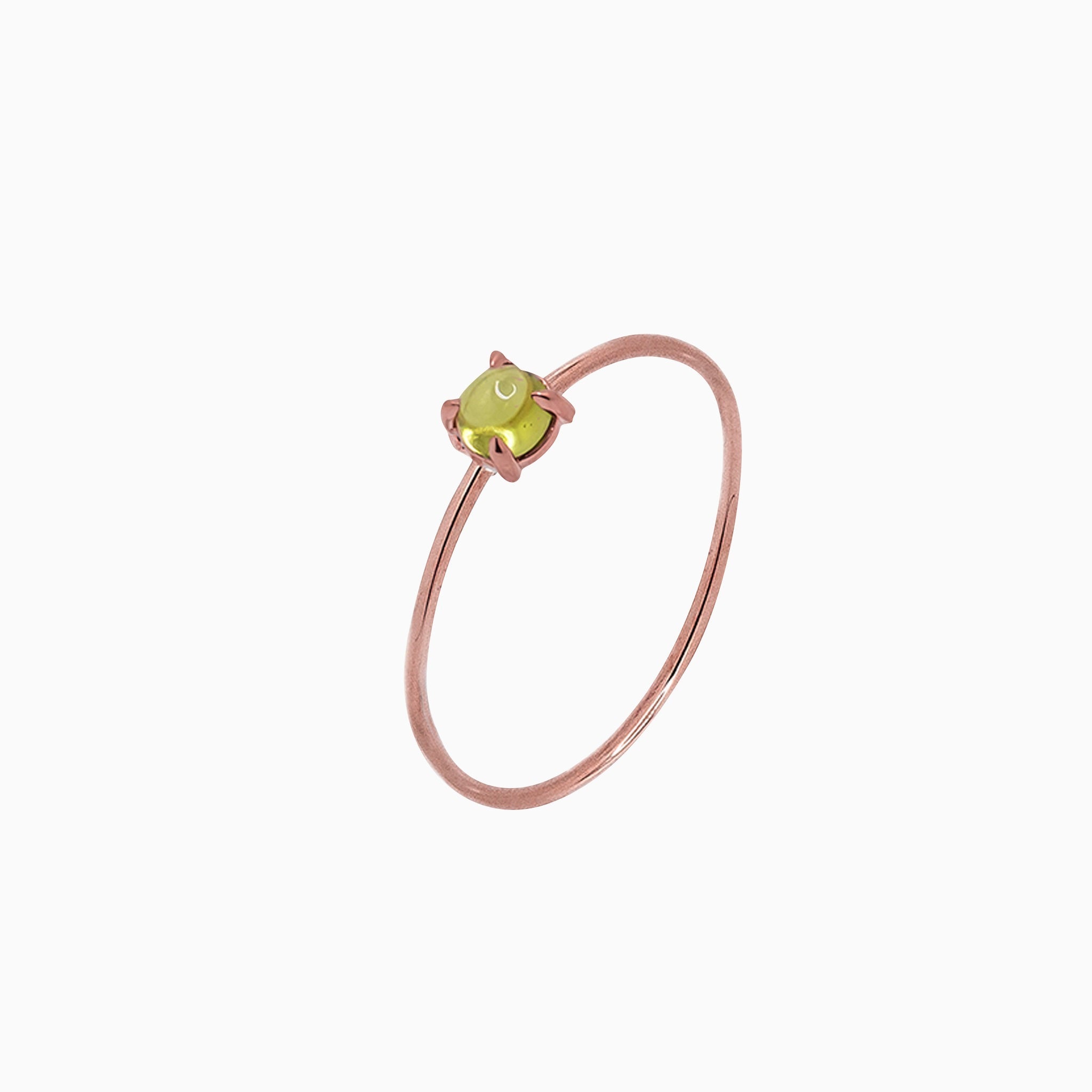 14k Gold Absolutely Effortless 3mm Plucky Peridot Microstackable Ring - Starflower Design