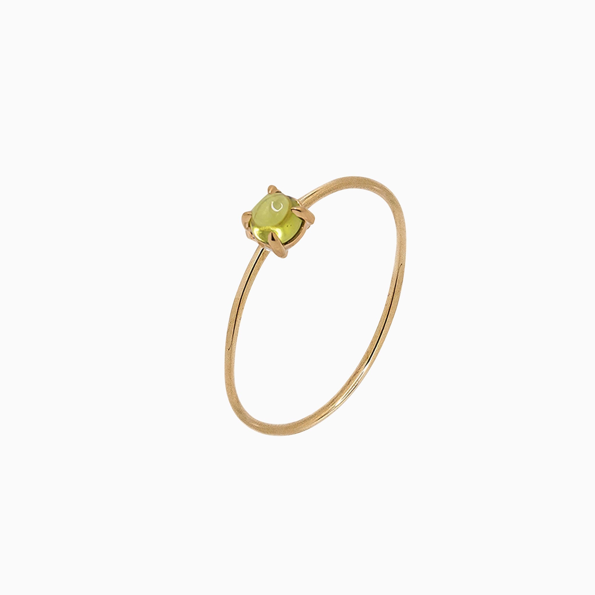 14k Gold Absolutely Effortless 3mm Plucky Peridot Microstackable Ring - Starflower Design