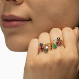 14k Gold Absolutely Effortless 3mm Punchy Pink Tourmaline Microstackable Ring - Starflower Design
