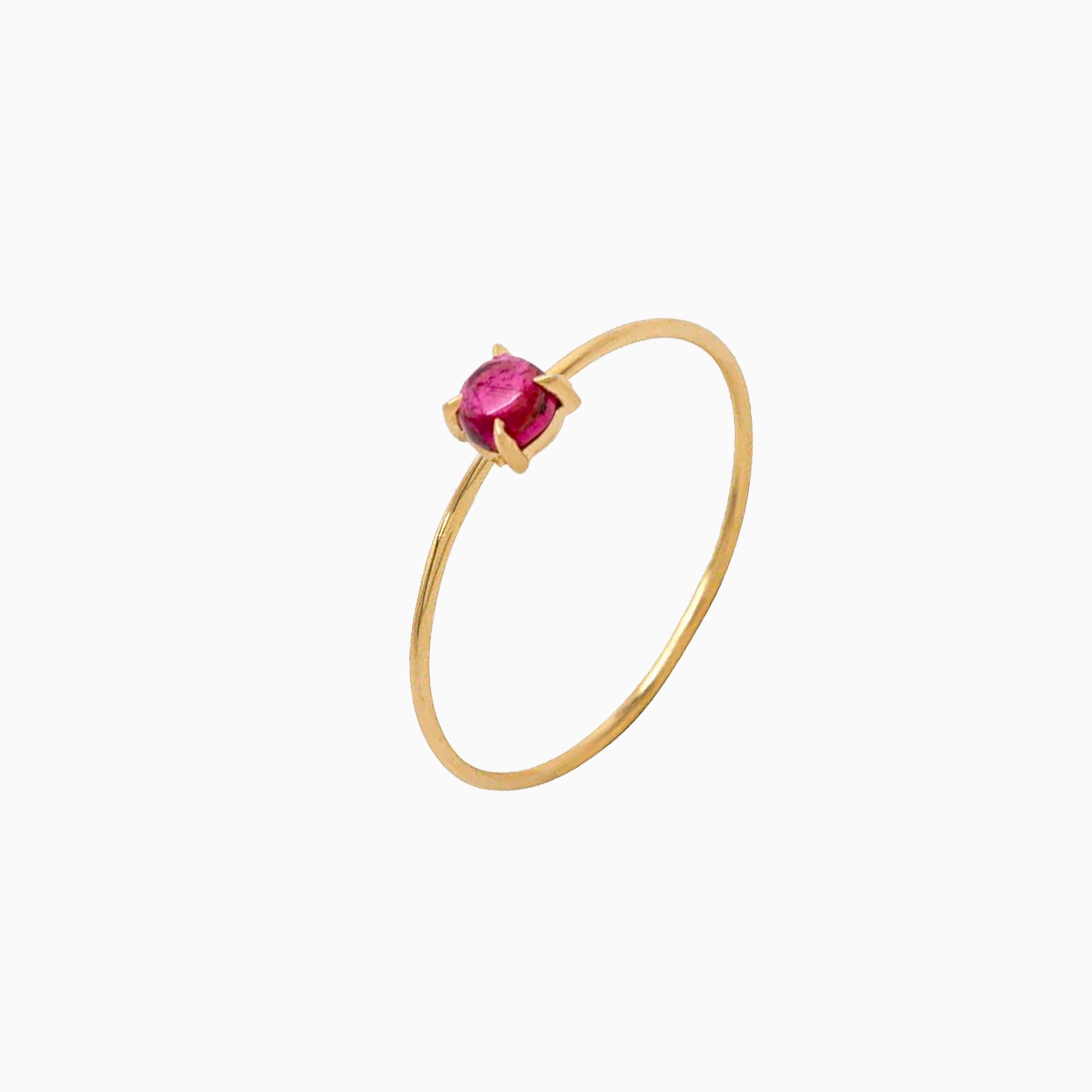 14k Gold Absolutely Effortless 3mm Punchy Pink Tourmaline Microstackable Ring - Starflower Design