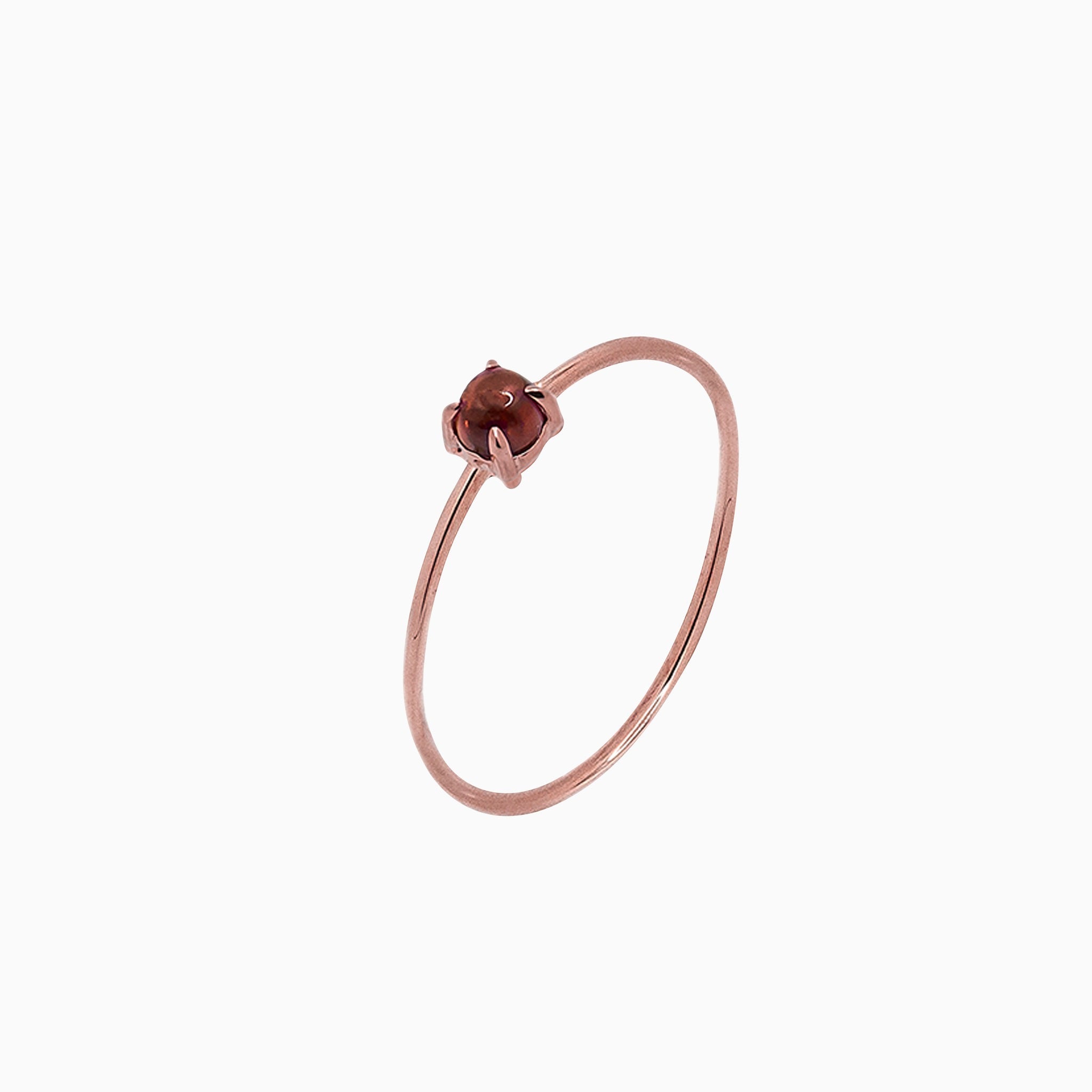 14k Gold Absolutely Effortless 3mm Red Garnet Microstackable Ring - Starflower Design