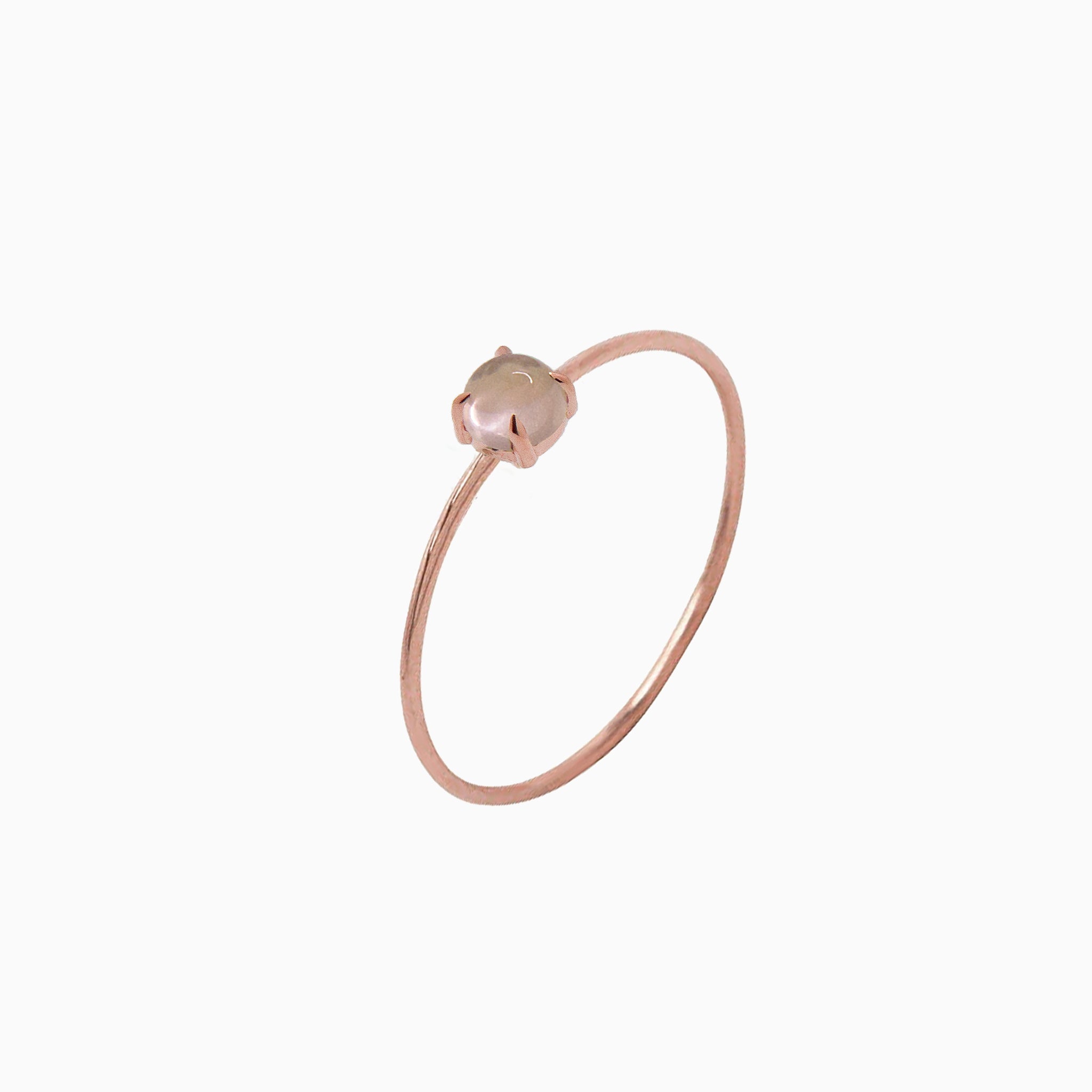 14k Gold Absolutely Effortless 3mm Rose Quartz Microstackable Ring - Starflower Design
