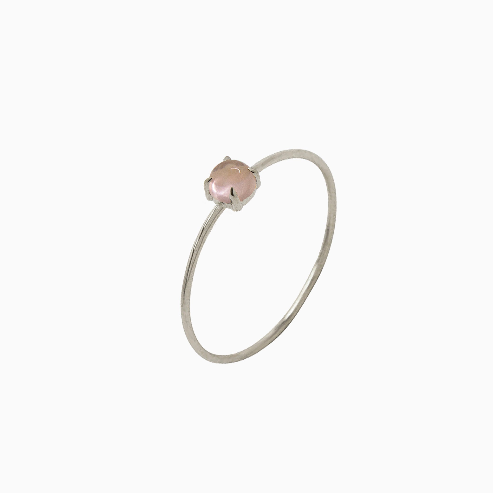 14k Gold Absolutely Effortless 3mm Rose Quartz Microstackable Ring - Starflower Design