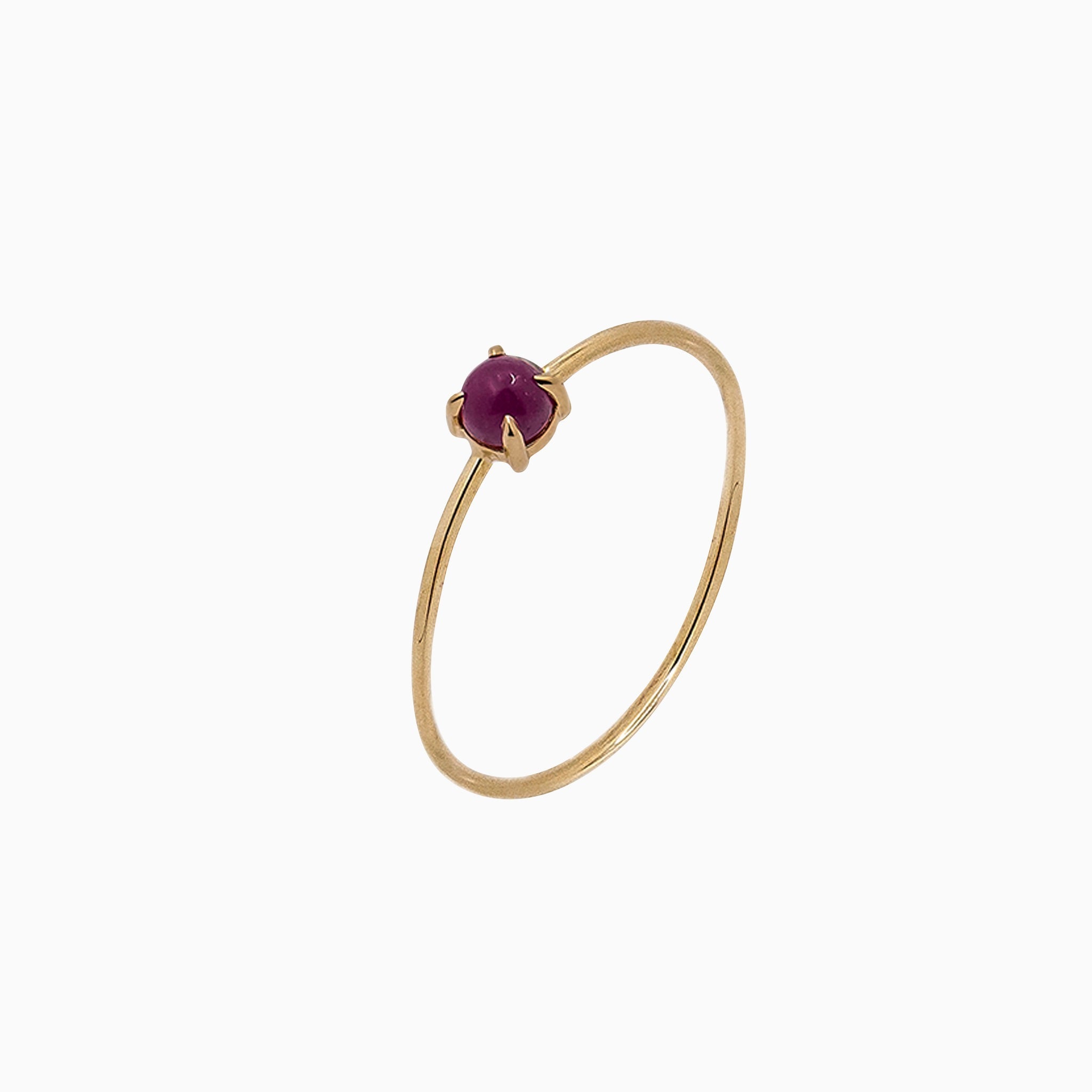 14k Gold Absolutely Effortless 3mm Ruby Microstackable Ring - Starflower Design