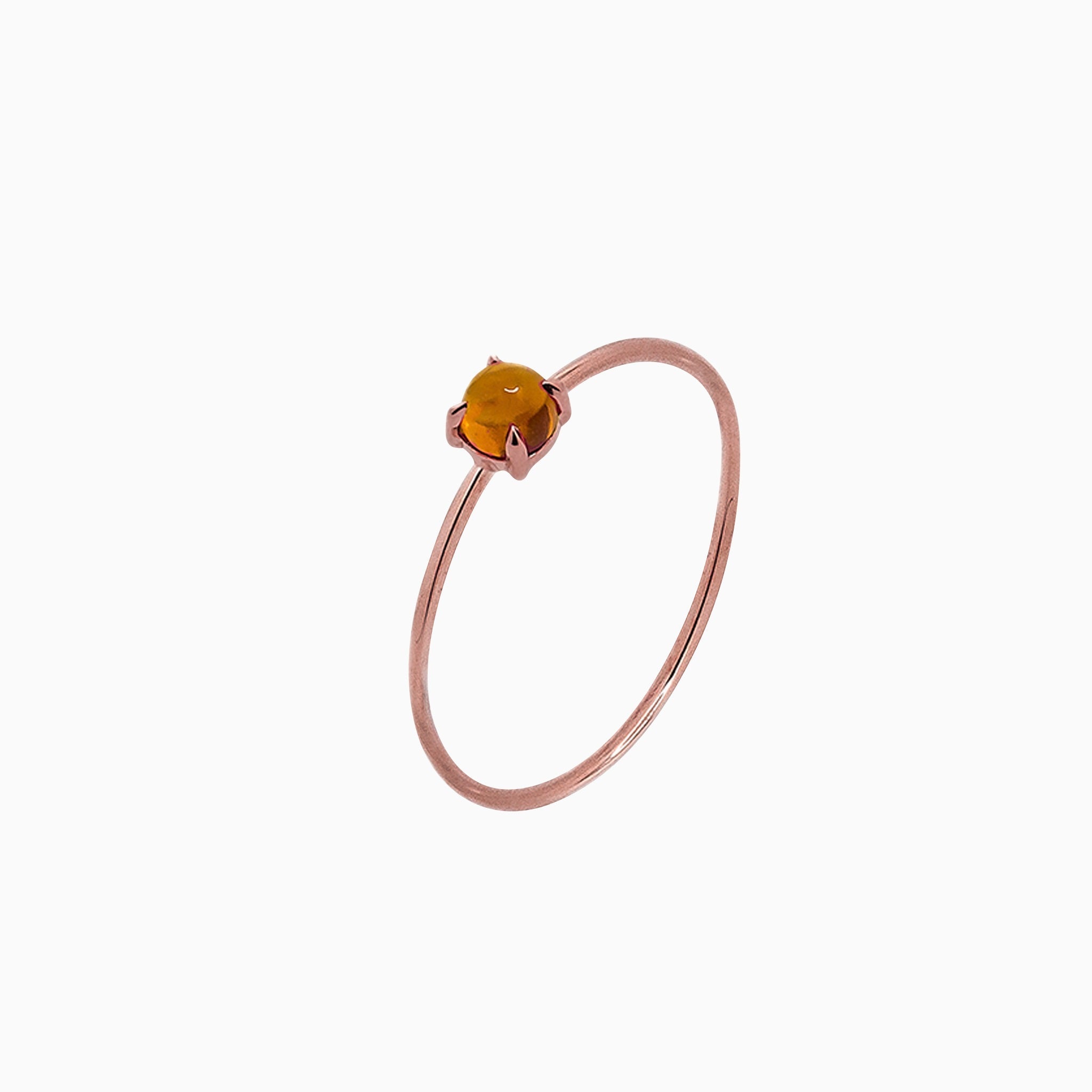 14k Gold Absolutely Effortless 3mm Sunny Citrine Microstackable Ring - Starflower Design
