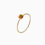 14k Gold Absolutely Effortless 3mm Sunny Citrine Microstackable Ring - Starflower Design