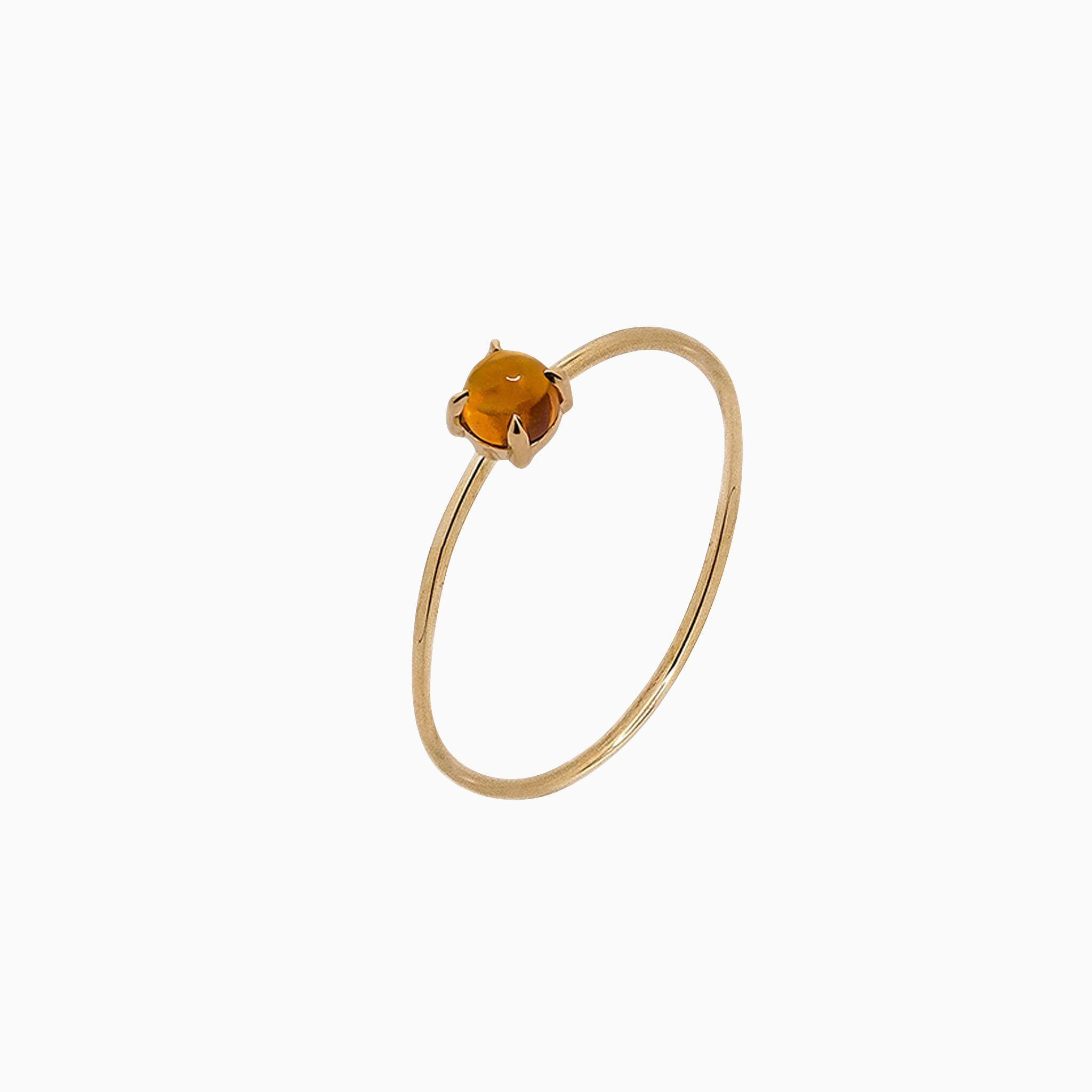 14k Gold Absolutely Effortless 3mm Sunny Citrine Microstackable Ring - Starflower Design