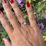 14k Gold Absolutely Effortless 3mm Tranquil Turquoise Microstackable Ring - Starflower Design
