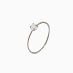 14k Gold Absolutely Effortless 3mm White Quartz Microstackable Ring - Starflower Design