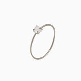 14k Gold Absolutely Effortless 3mm White Quartz Microstackable Ring - Starflower Design
