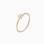 14k Gold Absolutely Effortless 3mm White Quartz Microstackable Ring - Starflower Design