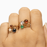 14k Gold Absolutely Effortless 4mm Apple Green Chrysoprase Microstackable Ring - Starflower Design