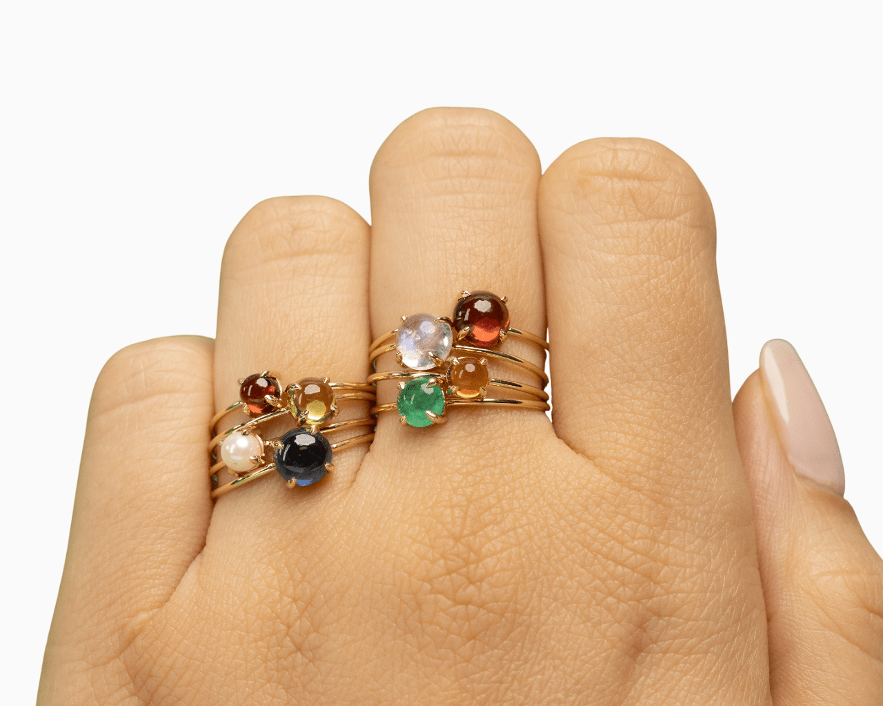 14k Gold Absolutely Effortless 4mm Apple Green Chrysoprase Microstackable Ring - Starflower Design