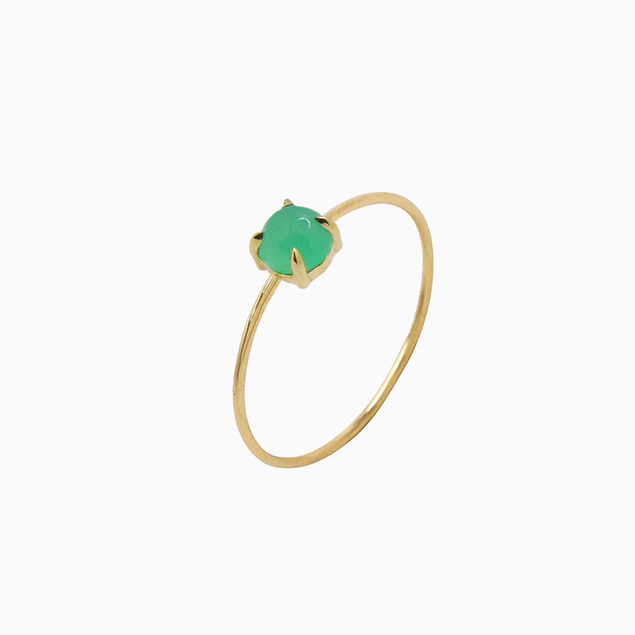14k Gold Absolutely Effortless 4mm Apple Green Chrysoprase Microstackable Ring - Starflower Design